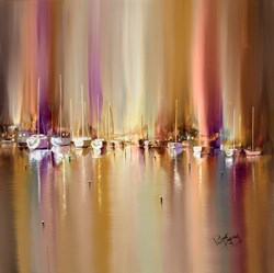 Night Lights by Philip Gray - Original Painting on Box Canvas sized 24x24 inches. Available from Whitewall Galleries